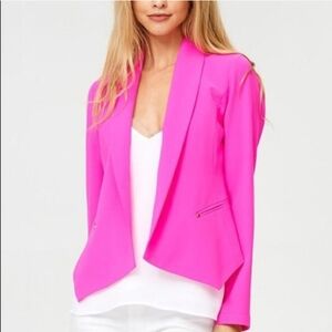 Evenuel Neon Hot Pink Open Front Studded Blazer Jacket Small